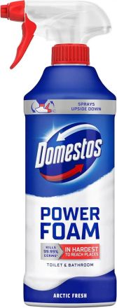 Почистваща пяна за баня и тоалетна Domestos Power Foam, 435 ml