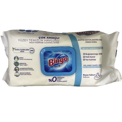 Почистващи кърпи BINGO 96бр.бял сапун 