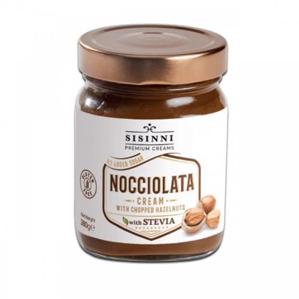 Гръцки Лешников крем Sisinni Nocciolata Cream with Chopped Hazelnuts & Stevia с парченца лешници 380гр.