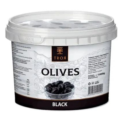 Черни маслини 1кг. Troya Black Olives пласмасова кофичка 