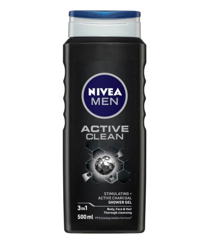 Душ гел за тяло, лице и коса Nivea Men Active Clean 3 in 1 500 мл