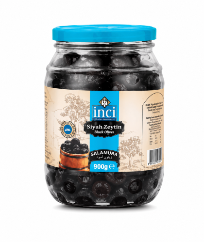 МАСЛИНИ INCI Dogal Salamura Yagli Siyah Zeytin 900гр.Турски стъклен буркан 
