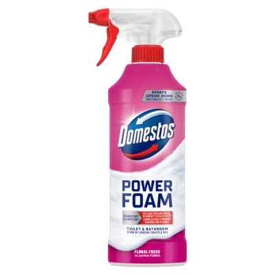 Почистваща пяна за баня и тоалетна Domestos Power Foam, 435 ml