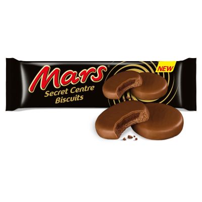 Хрупкави бисквити с пълнеж с вкус на карамел покрити с млечен шоколад  Mars Secret Centre 132гр.