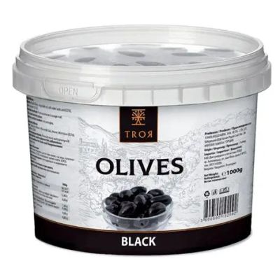 Черни маслини 1кг. Troya Black Olives пласмасова кофичка 