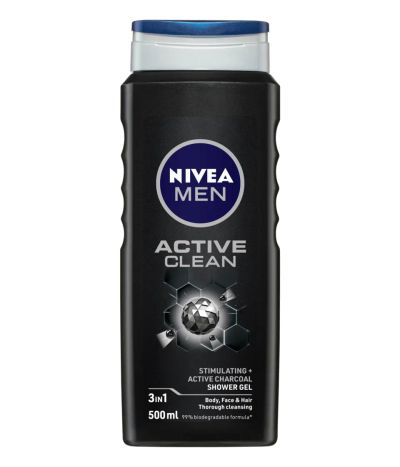 Душ гел за тяло, лице и коса Nivea Men Active Clean 3 in 1 500 мл