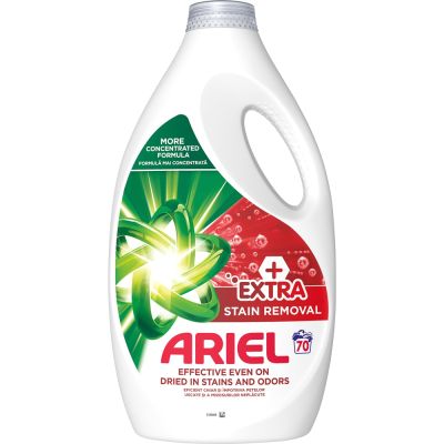 Гръцки течен перилен препарат за цветни и бели дрехи Ariel Extra Stain Removal 70 пранета